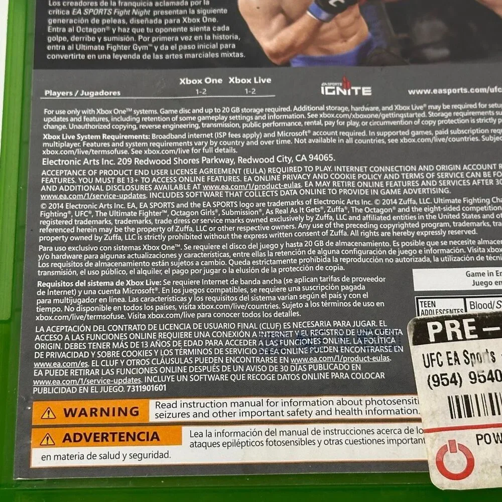 Xbox One EA Sports UFC Game